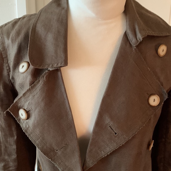 Unmarked Italian Linen Cropped Military Style Jacket - size 0 - Picture 4 of 10